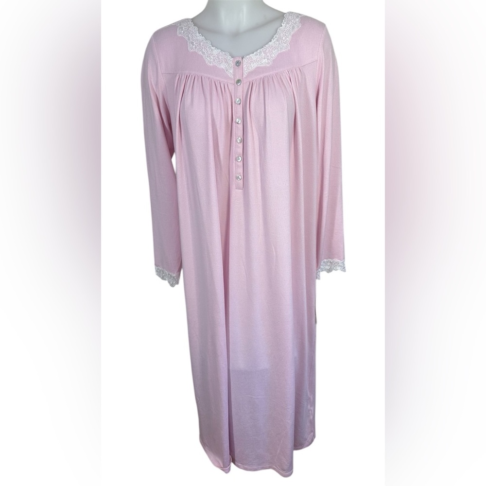 Women's Pink Nightgown with Lace Trim